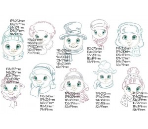 Stickserie - Herr & Frau Schneemann Line Art